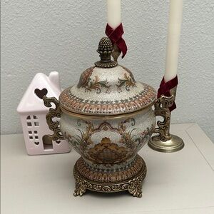 Vintage Ornate Ceramic Urn with Lid